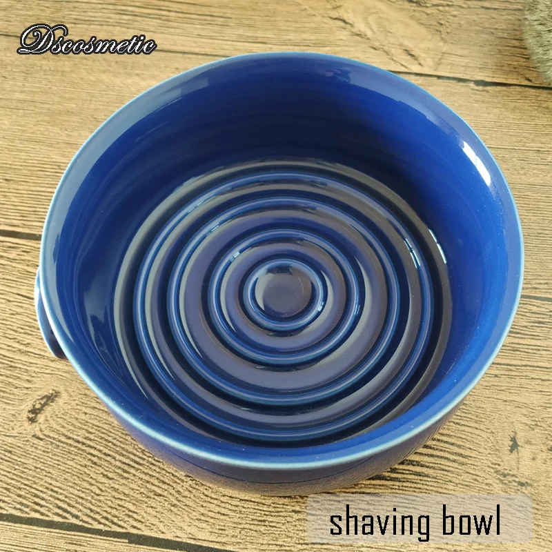 Dscosmetic Синяя Керамическая Чаша для бритья с широким горлом для мужчин, влажное бритье, мыльница для бритья