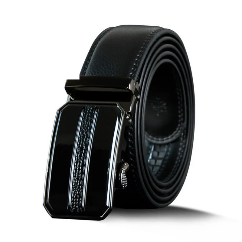 

SOEI Cow Genuine Luxury Leather Mens Belt Automatic Buckle Cowhide Belt Men Designer Belt Men High Quality Fashion Black Belt