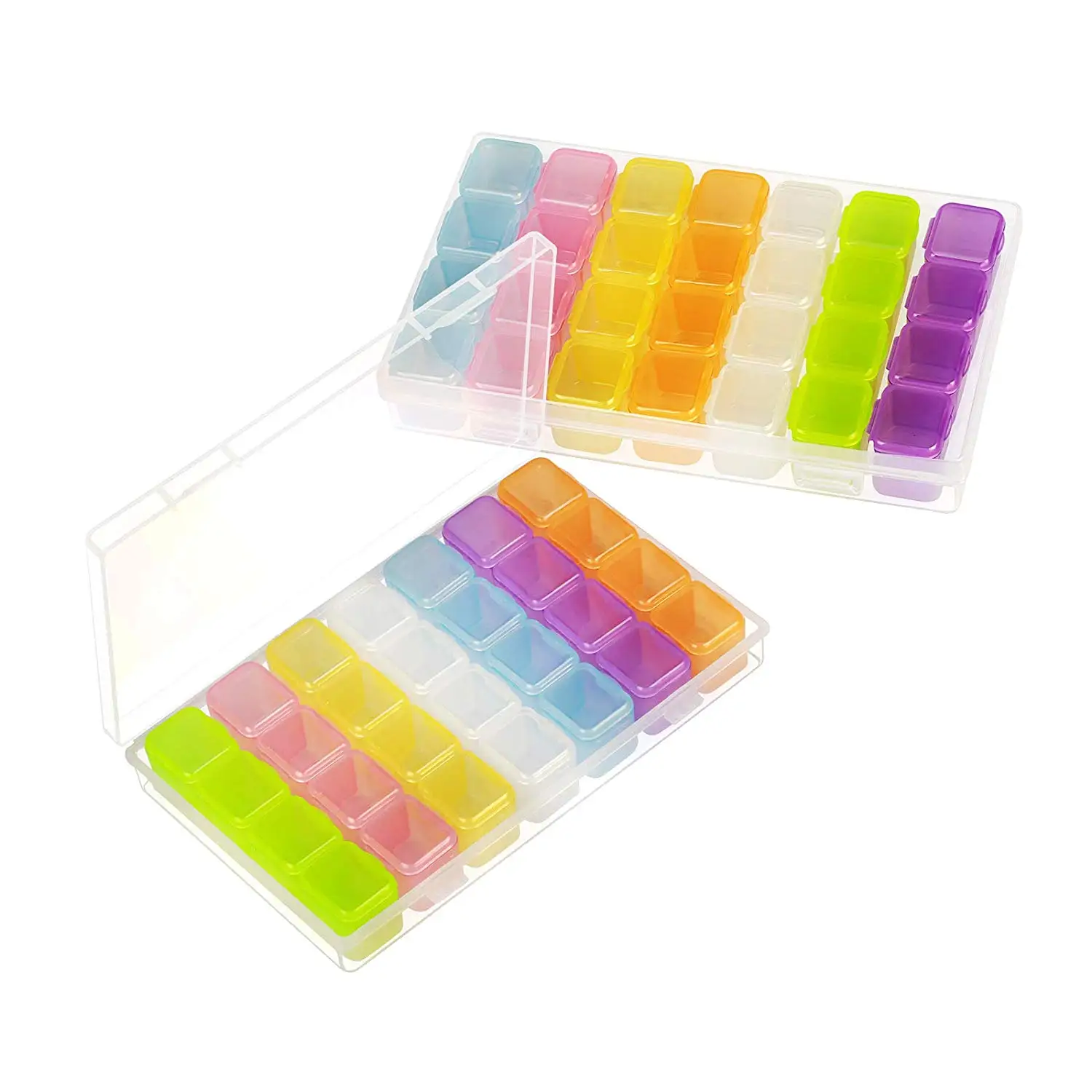 

METABLE 2 Pack 28 Grids Diamonds Plastic Storage Containers Painting Embroidery Adjustable Organizer Case for Jewelry Earrings