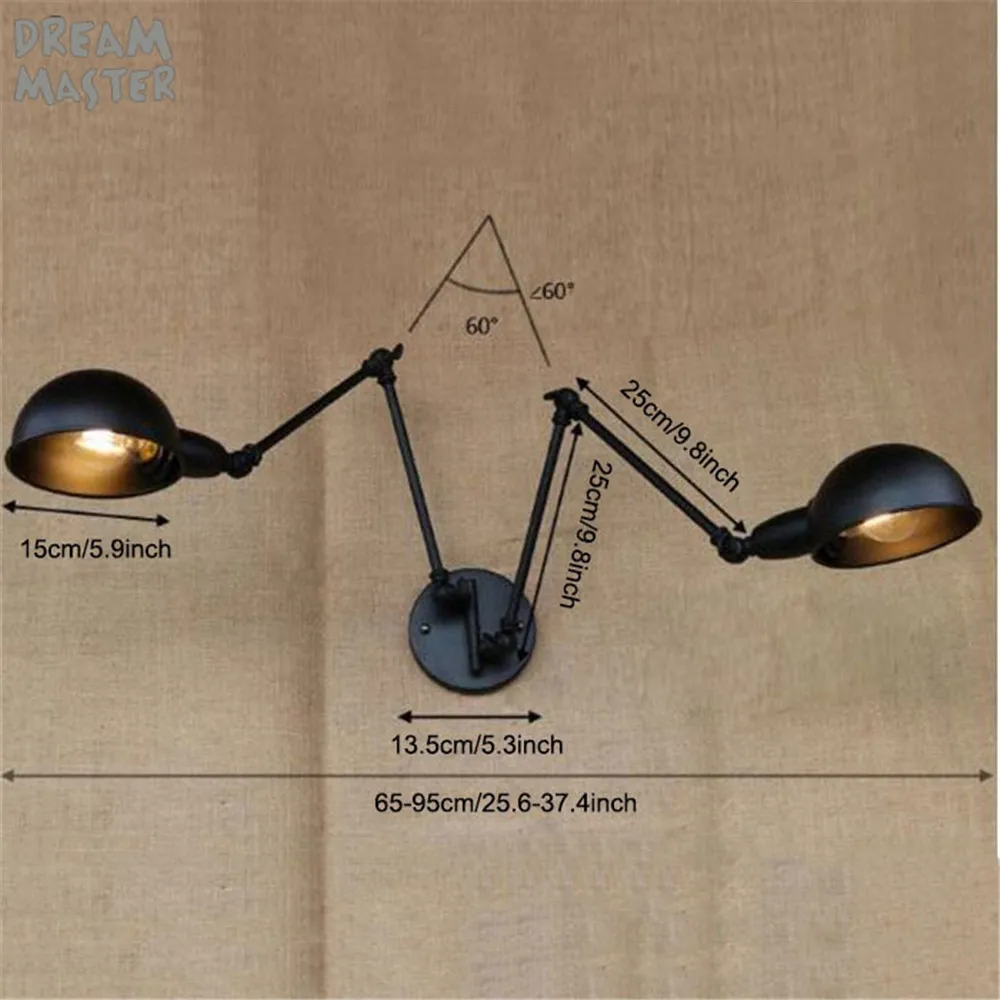 Classical Black Iron Wall Lights Antique Industrial America Country Wall lamp Retro Home Hall Beside Vintage applique Decor