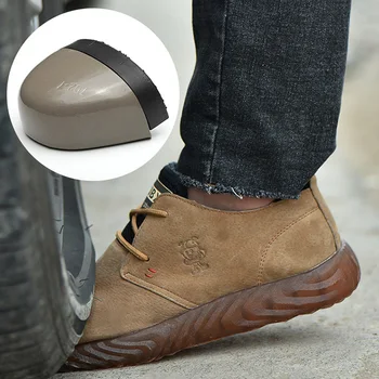 

Men Shoes Steel Toe Shoes Work Safety Boot Genuine Leather Anti-smashing Piercing Work Boots Military Shoes Indestructible Shoes