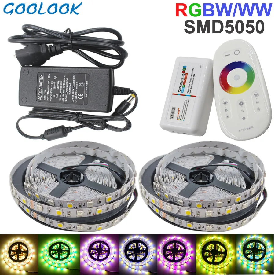 Светодиодная лента 10 м RGBW 5050 SMD 60 светодиодов/м полосатая Диодная + сенсорный