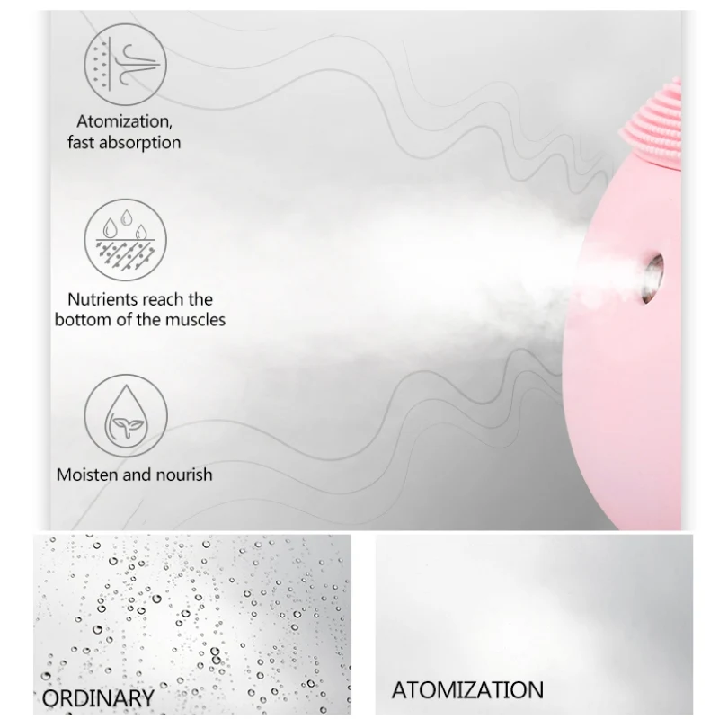 Multi-functional Facial Cleansing Brush Sonic Vibration Mini Face Cleaner Moisturizing Spray Cleaning Skin Face Skin Care Tools