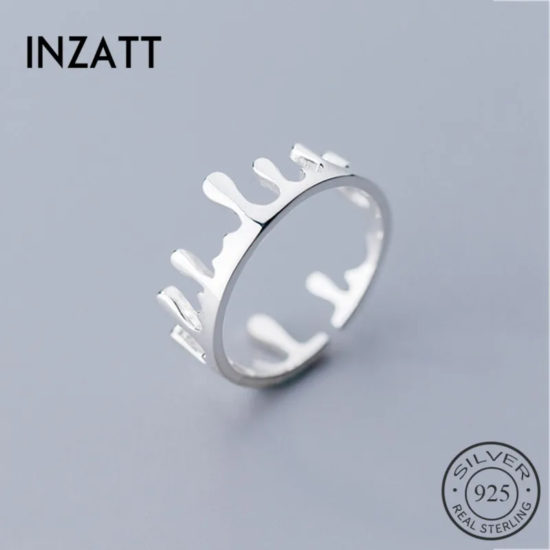 

INZATT Real 925 Sterling Silver Minimalist Water Flow Magic CROWN Ring For Women Party Gold Color Fashion Jewelry Gothic Gift