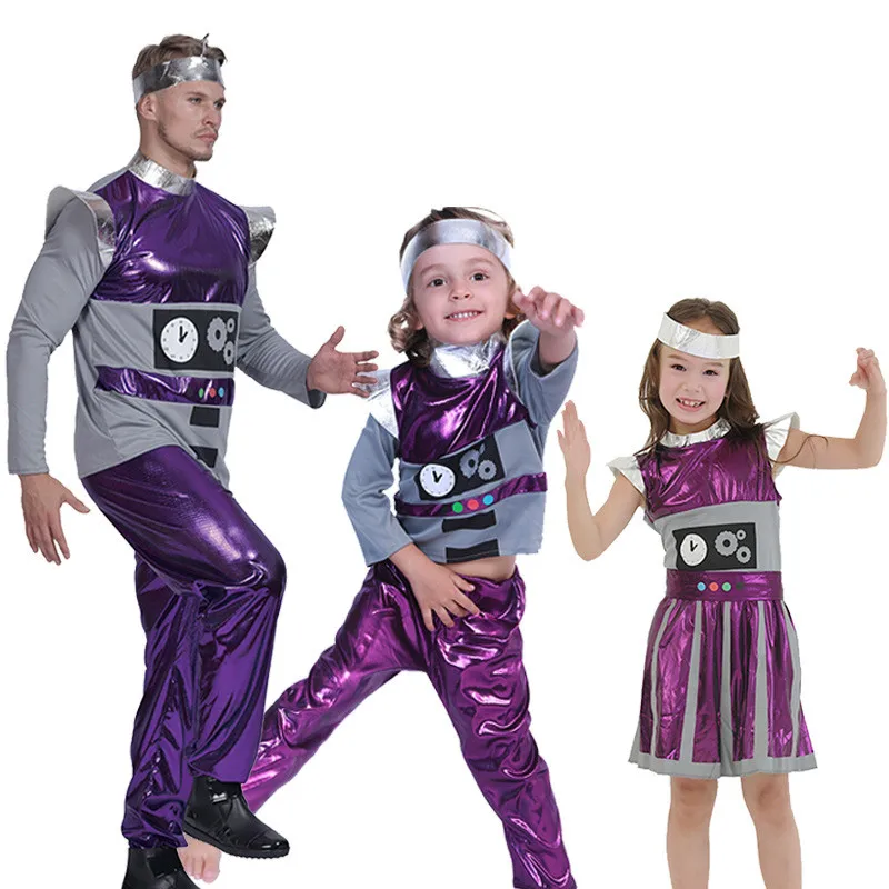 

Robot Alien Artificial Intelligence Costume Carnival Party Purple Cosplay Outfits Clothing Halloween Costumes for adult and kid