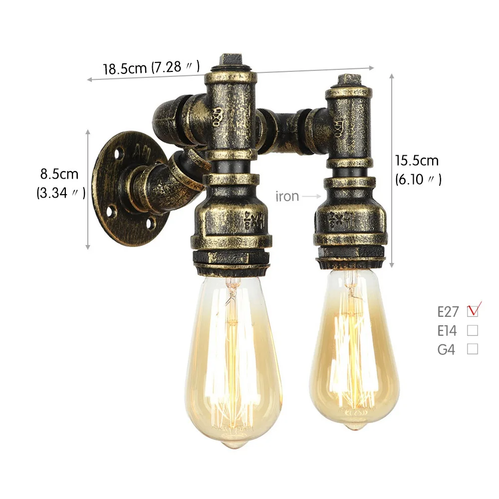 Ретро Лофт настенный светильник Промышленный паровой панк светильник E27 винтажные водопроводные лампы Железный ржавчина светильник s домашний декор для гостиной