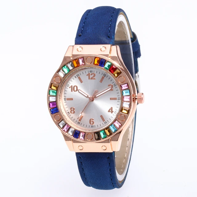 Top Brand Luxury Women leather Watches Fashion Casual Female Reloj Colored diamo Top Brand Luxury Women leather Watches Fashion Casual Female Reloj Colored diamo