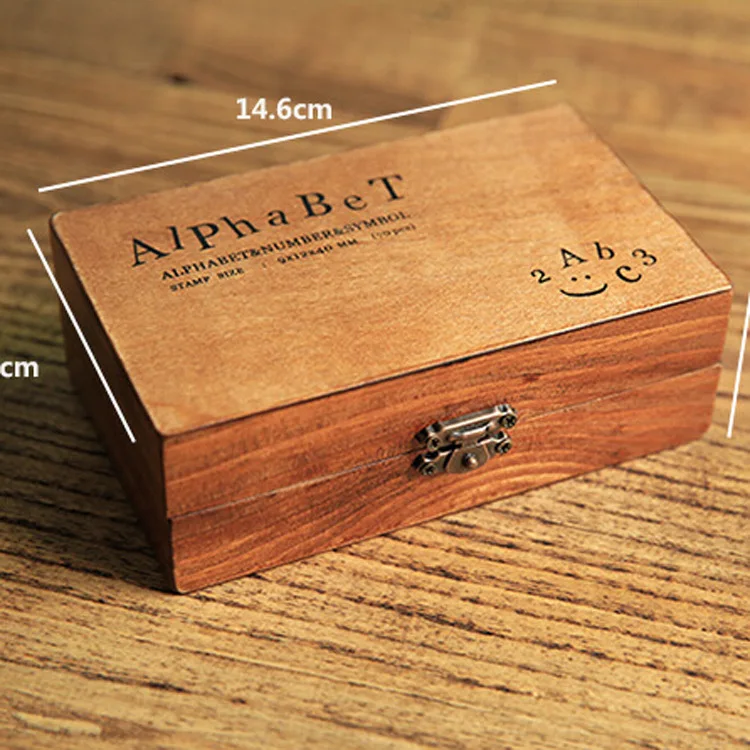  70pcs/set Vintage DIY Number And Alphabet Letter Wood Rubber Stamps Set With Wooden Box For Teachin - 33043144789