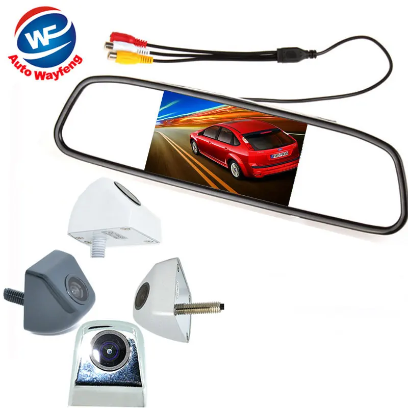 

2 in 1 HD CCD backup reversing Camera +4.3" HD 800*480 Car Mirror Monitor , Rear view mirror monitor car parking Rearview camera