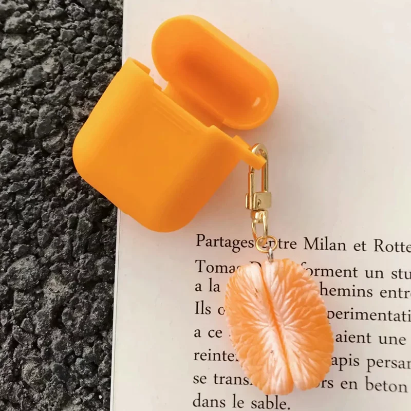 

For AirPods Case Mini Fruit Silicone Cases Bluetooth Wireless Earphone Case For Airpod Case Charging Box Key Ring Strap
