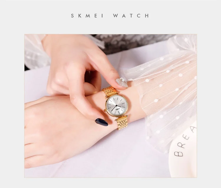 SKMEI женские роскошные простые часы маленькие женские часы с циферблатом наручные часы из нержавеющей стали водонепроницаемые Модные
