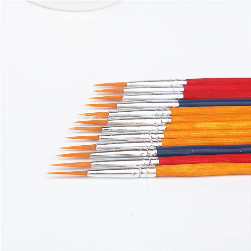 10Pcs small Gouache Watercolor paint Oil Painting Nail Art Pen Nylon yellow Hair Brushes Multi-functional soft Tip Pen