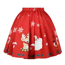 Женская эластичная расклешонное плиссированная юбка с высокой талией, рождественское праздничное платье