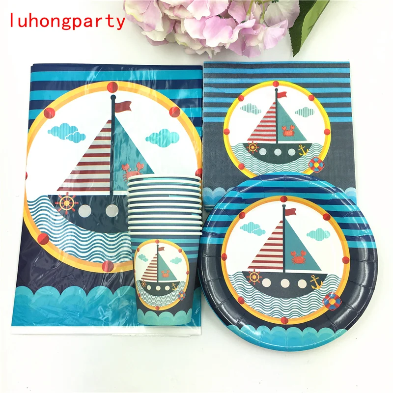 

62pcs Pirate theme kids favors gift birthday party decoration plate cup&napkin tablecloth for people child party supplies