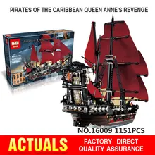 Free shipping LEPIN 16009 1151Pcs Pirates Of The Caribbean Queen Anne’s Reveage Model Building Kits Minifigure Blocks Brick Toys