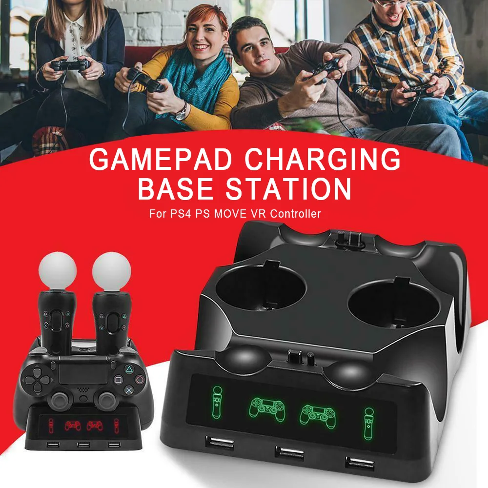 

4 In 1 Controller Charger Dock Station Stand for Playstation PS4 PSVR VR Move