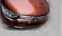 3pcs!Chrome!For Mitsubishi Outlander 2013 2014 front bumper grille grill Molding cover trim