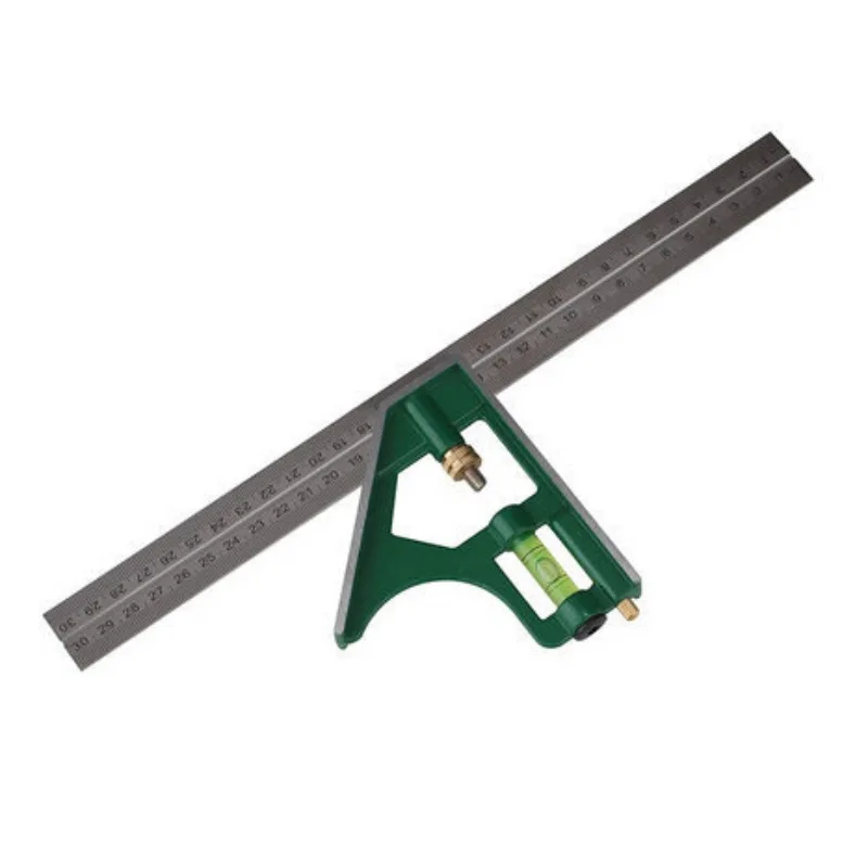 

300mm Adjustable Combination Square Angle Ruler 45 / 90 Degree With Bubble Level Multifunctional Gauge Measuring Tools 12 Inch