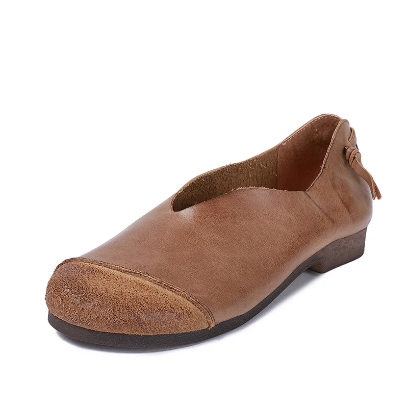 

High Quality Original Handmade Genuine Leather Low Heel Shoes Women Comfortable Soft Cowhide Leather Pumps Zapatos De Mujer