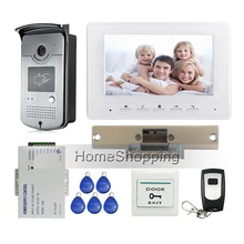 Envío Libre A Estrenar 7 “Pantalla a Color de Vídeo Teléfono de Puerta de Intercomunicación Kit + Noche Vison Cámara Lector RFID Door + Golpe Door Lock