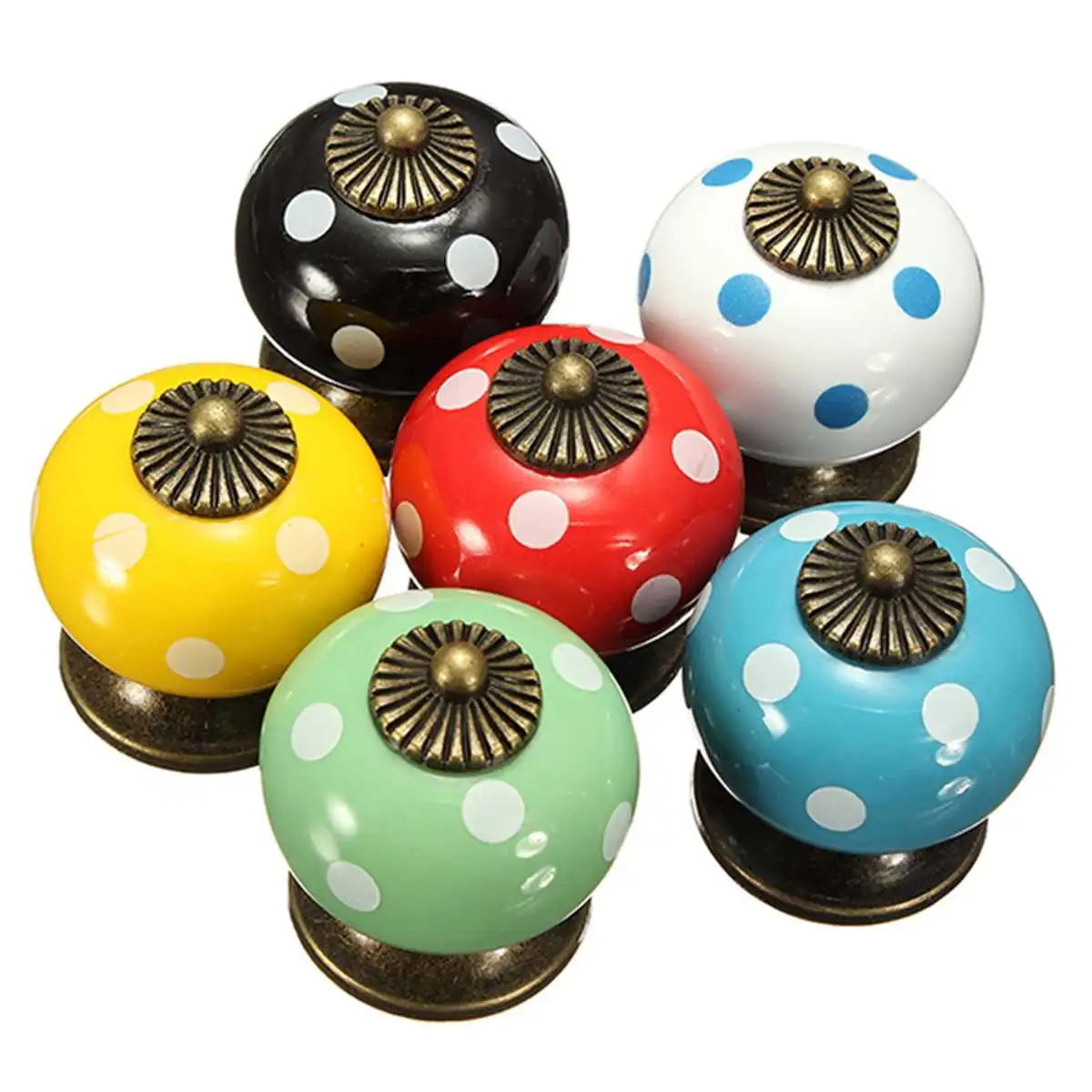 

1Pcs 34mm Vintage Round Dot Ceramic Door Knobs Cabinet Cupboard Kitchen Drawer Pull Handles Home Decor 7 Colors Hardware