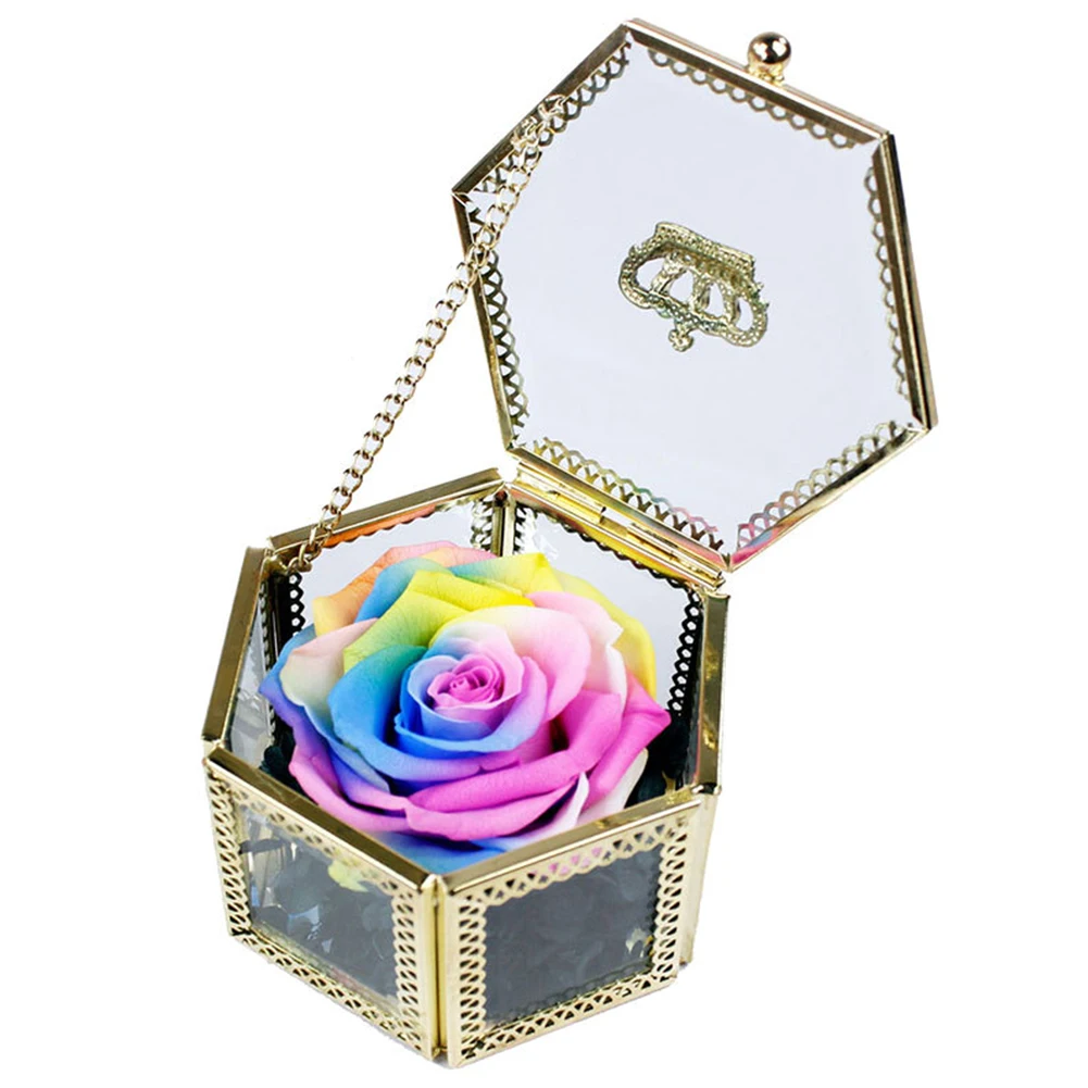 

Symbol Of Love Upscale Unique Gift Exquisite Ring Box Handmade Rose Jewelry Box Valentine's Day Durable Present Case Preserved