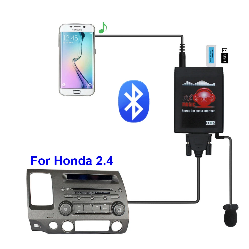 Автомобильное радио Bluetooth USB AUX адаптер 3,5 мм Интерфейс cd-чейнджер для Honda Accord Civic CR-V элемент Fit Jazz Odyssey для Acura