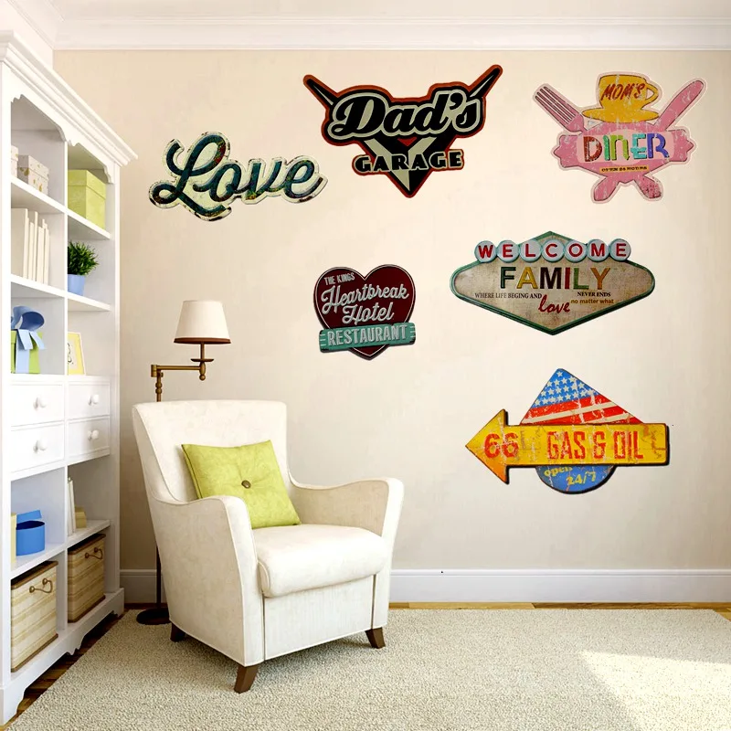 

Welcome Family Tin Signs Metal Irregular Signs Advertising board Wall Bar Pub Coffee Home Art Restaurant Decor U-30