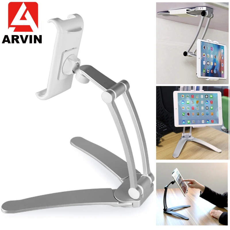 

Arvin Adjustable 2 in 1 Kitchen Tablet Holder Stand Flodable Aluminum 360 Rotating Tablet Phone Desktop Lazy Mount For iPad Pro