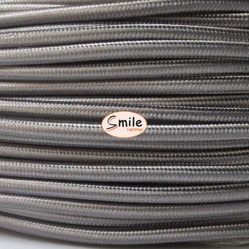 

10 meters 2 wire 0.75mm2 Shiny grey Textile Wire Fabric Cable Cloth Covered Wire
