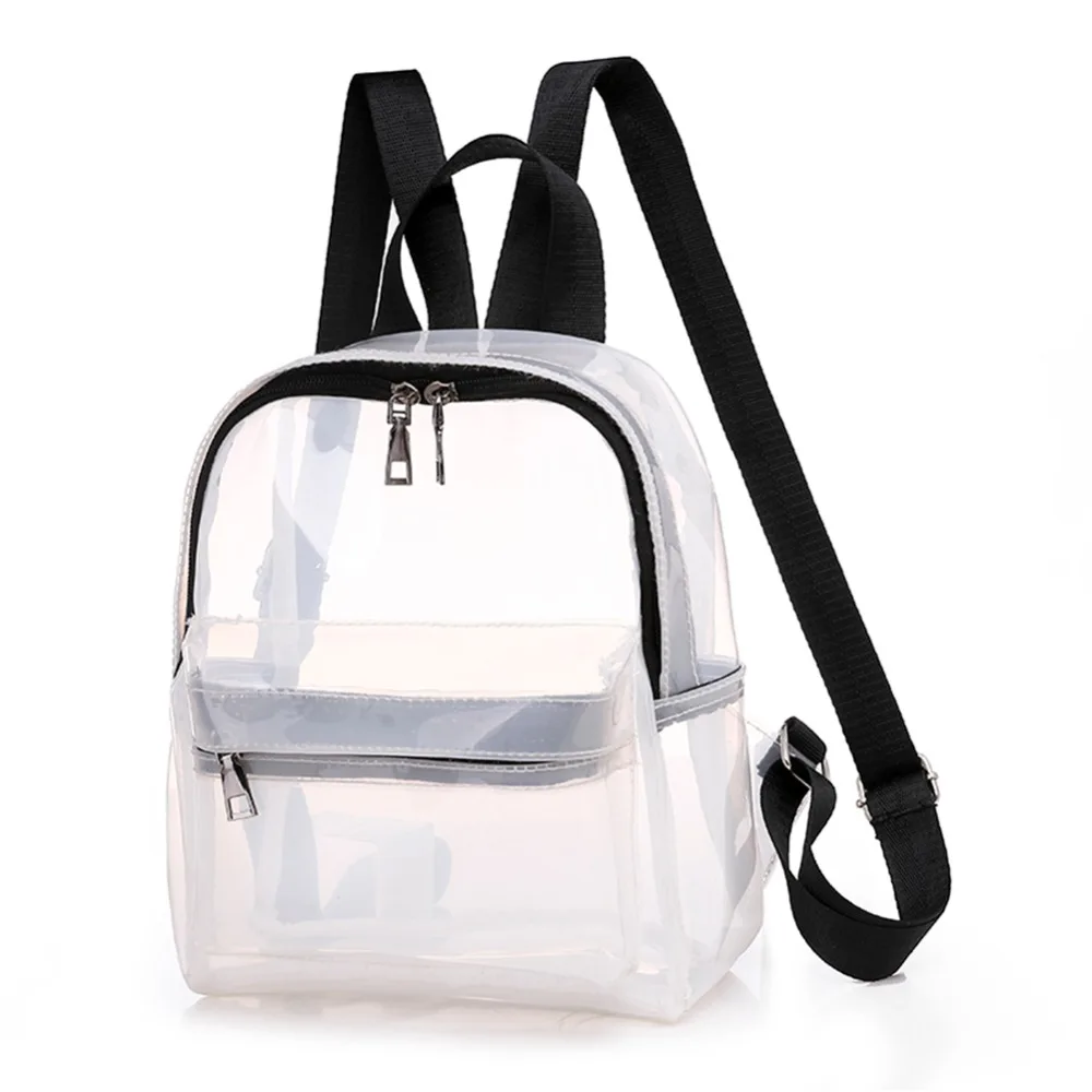 #*Cheap Female Fashion Solid Color Small Clear Transparent Women Backpacks PVC Jelly Mini Teenage Girls Student Schoolbag Shoulder Bags