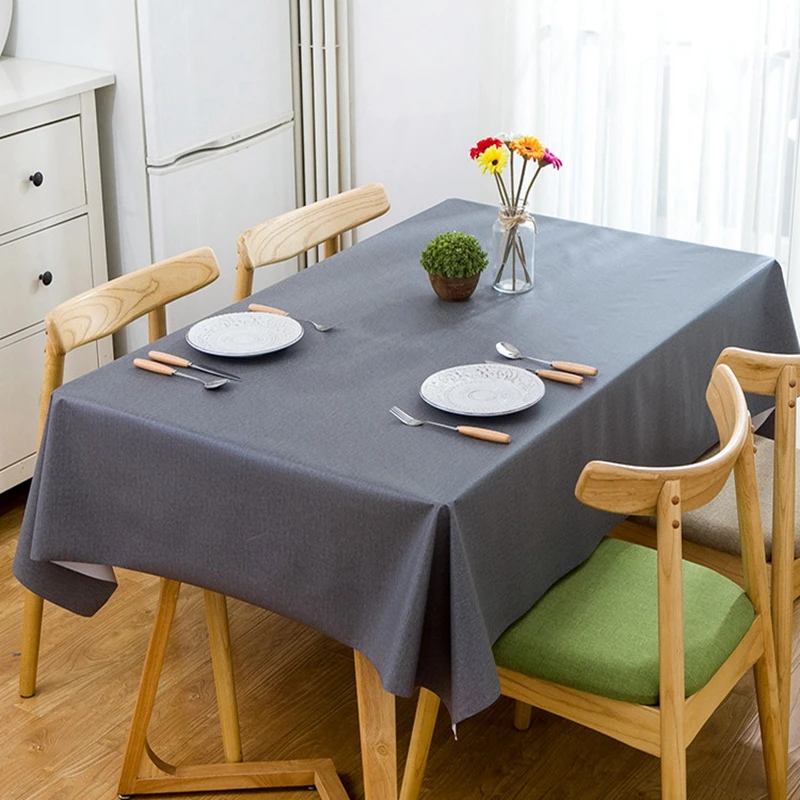 

Waterproof Oilproof Party PVC Table Cover Solid Color Gray Beige Blue Pink Rectangular Cloth Table Luxury Home Decor Tablecloths
