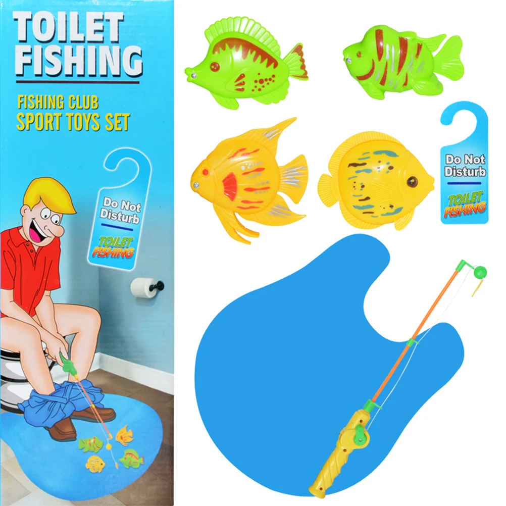 Игровой мини-набор для рыбалки в горшке, туалет, синяя Новинка, игра "Забавные игрушки" для детей и взрослых, подарок на день рождения