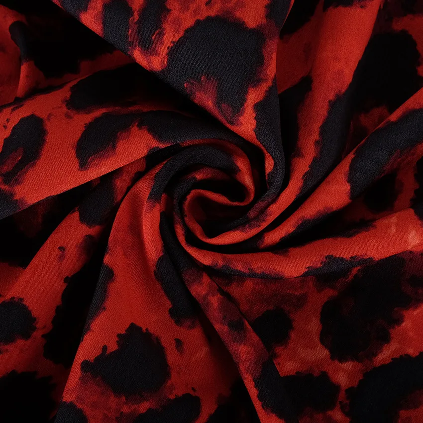 Винтажная длинная юбка eopard Женская высокая талия женская Юбка-миди офисная плиссированная юбка с животным принтом женская летняя Красная