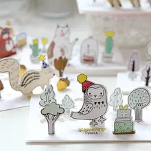 Creative Forest Animals Cartoon 3D Greeting Card Postcard Birthday Gift Card Set Message Card Letter Envelope Gift Card