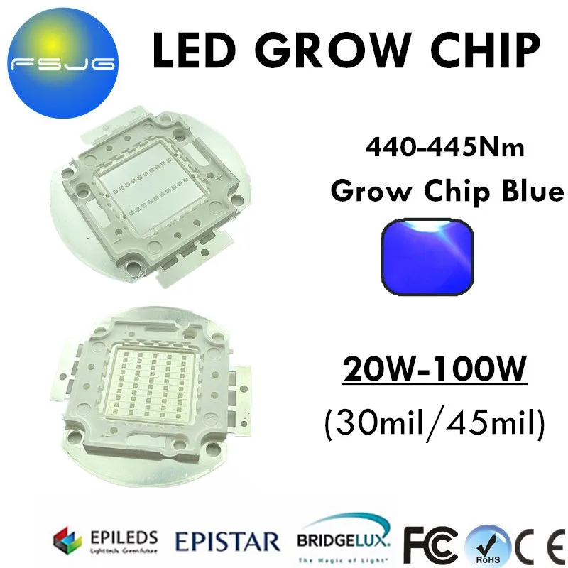 Высокая Мощность COB чип 20 Вт 30 50 100 Blue 440 445nm красный 660 665nm Лампы Завод свет роста