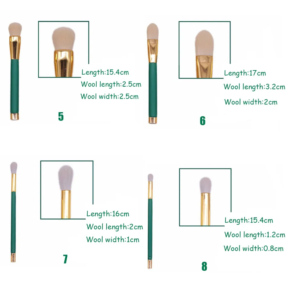 Вандер жизни 15 шт./компл. зеленый набор кистей для макияжа комплект Профессиональная щетка Foundation инструмент Красота косметические
