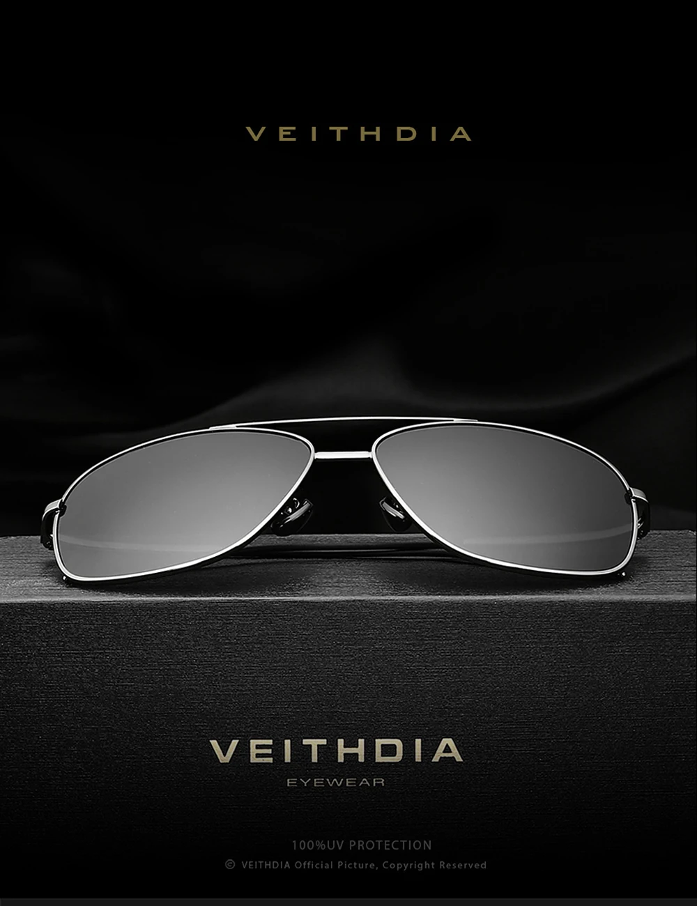 Мужские солнцезащитные очки VEITHDIA, винтажные прямоугольные очки с поляризационными стеклами, степень защиты UV400, для мужчин и женщин, V2495
