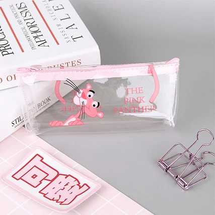 Прозрачный чехол-карандаш с рисунком из мультфильма Kawaii, Розовая пантера, большая сумка-карандаш для девочек, для детей, для офиса, школы, канцелярские принадлежности - Цвет: B