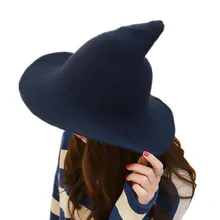 Женская вязанная шапка ведьмы, овечья шерсть, шапка, повседневные рыбацкие шапки для женщин, ведьма, Панама, шапка, модные одноцветные вязаные шапочки