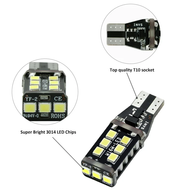 2 шт. Canbus T15 светодиодный обратный светильник W16W 15 SMD 2835 Светодиодный резервные