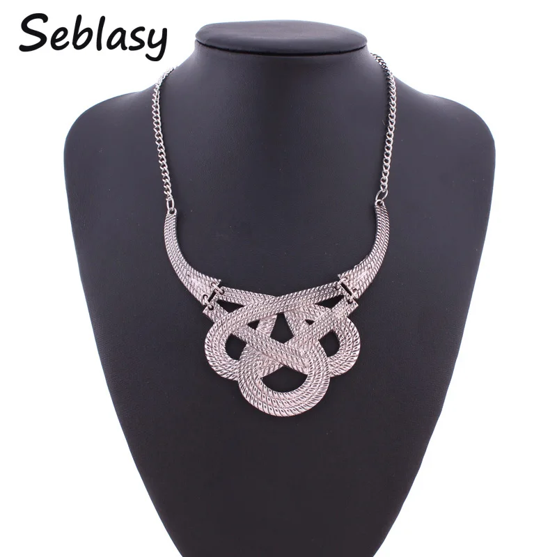 

Seblasy 2 Color Punk Big Statement Twisted Knotted Geometric Patterns Necklaces & Pendants for Women Jewelry Accessories