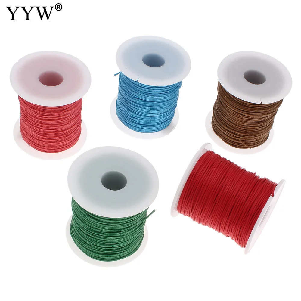 

100Yards/Spool Waxed Cotton Cord 1mm Wax Linen Cord plastic spool DIY Necklace more colors for choice 1mm Waxed Cotton Cord