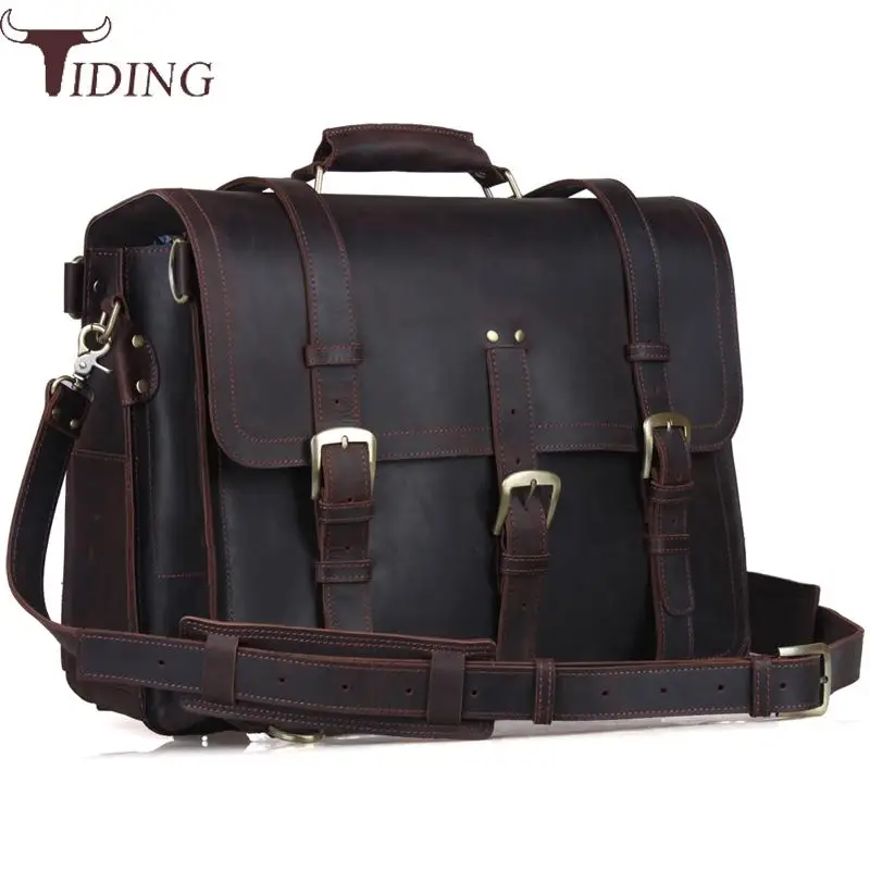 Tiding Cow Leather Designer Travel Backpack 17 Inch Laptop Bag Adventure Shoulder Bag Men Multi ...