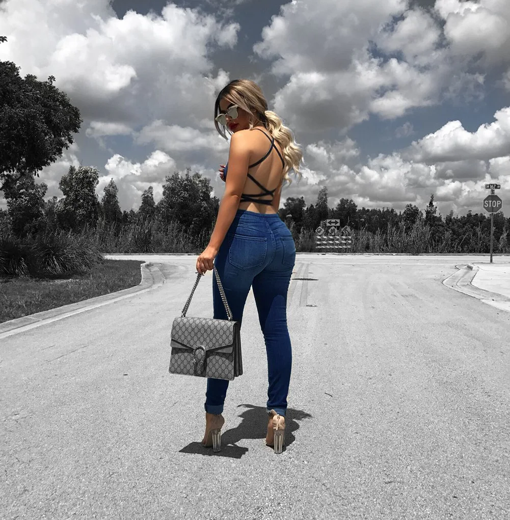 VOLALO Sleeveless Backless Tie Back Snap Buttons Lace Up Women's Bodysuits Summer Jean Playsuits Jumpsuits Bodice Rompers New