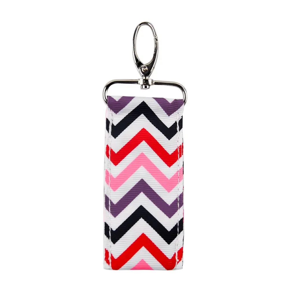 

12 Colors Blank Chevron Chapstick Holder Key Fobs Keychains For Lady Perfect Quality Women Lipstick Holder Bag (10pcs/lot)