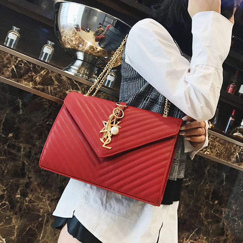 

Luxury Brand Logo PU Leather Women Chain Shoulder Famous Design Ladies Paris Messenger Vintage Crossbody bags channels handbags