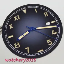 Новое поступление 36,1 мм parnis стерильный циферблат голубое обрамление часы руки высокое качество Дата fit Miyota 8215 821A 8205 движение Мужские часы