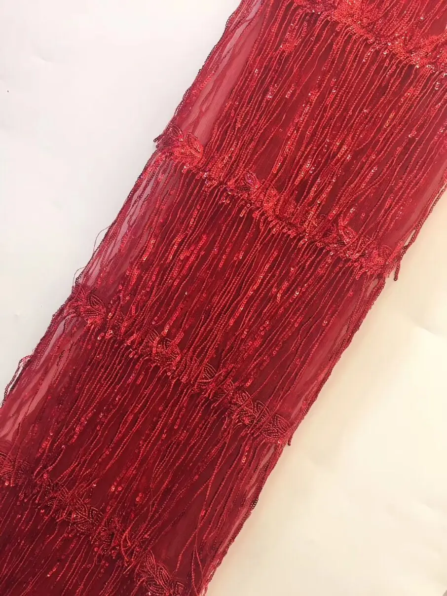 Sequined Embroidered Mesh Tulle Lace Fabric African India Women Wedding Party Dresses Sequins