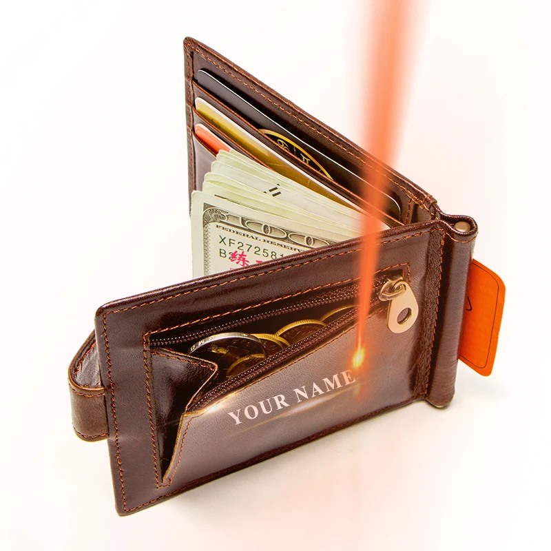 Contact's Brand Designer Genuine Leather Purse Wallet Men Bifold Male Money Clip Cash Card Cases Clamp For Money Case